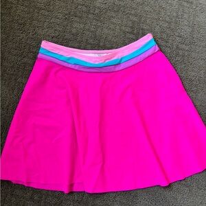 NWOT Popvil Hot Pink Swim Coverup Skirt with Multicolor Waistband, size medium